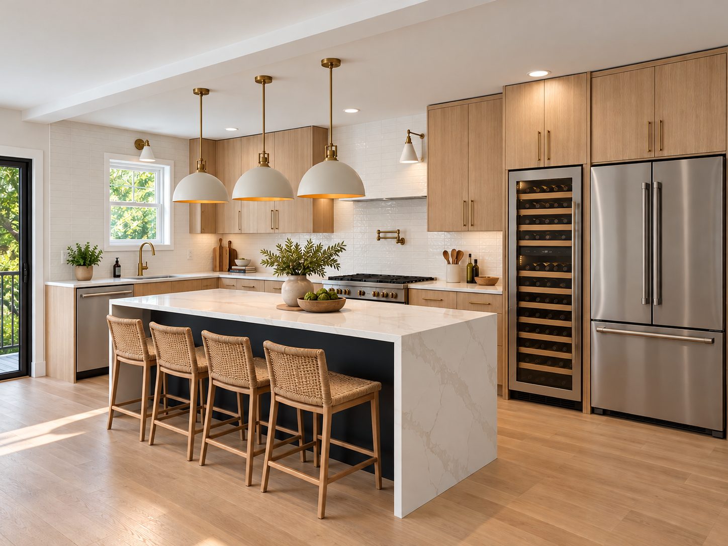 Scandinavian Kitchen with Built-In Wine Fridge